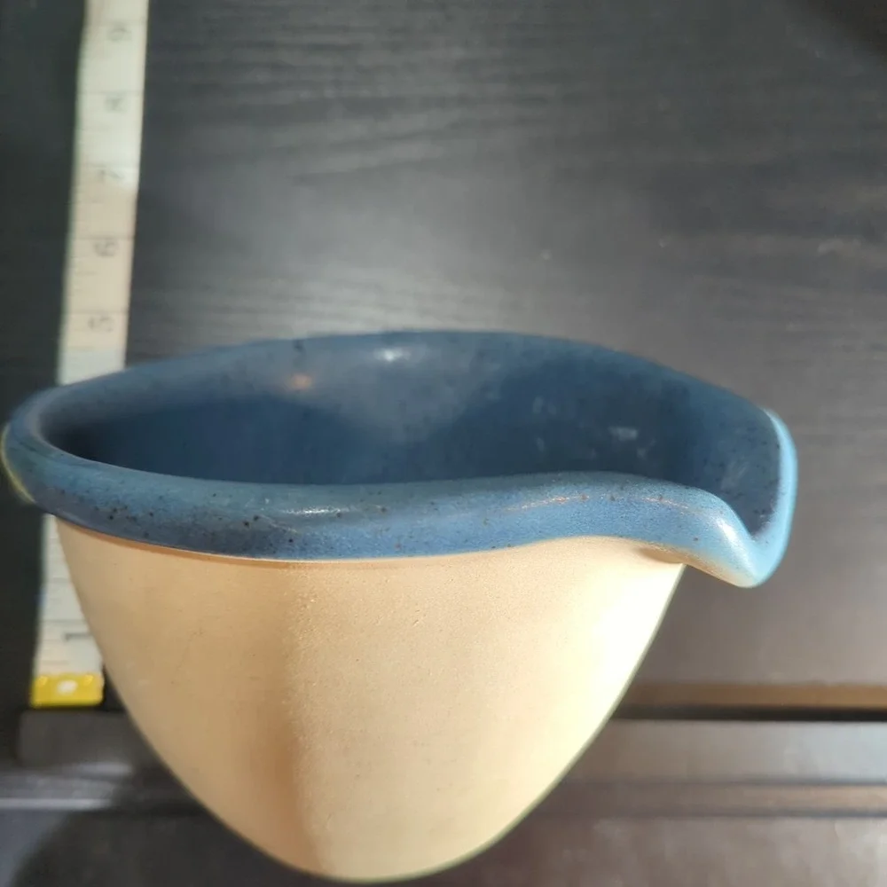 Bennington Vermont Potters Mixing Bowl 1879 Blue Agate Glaze